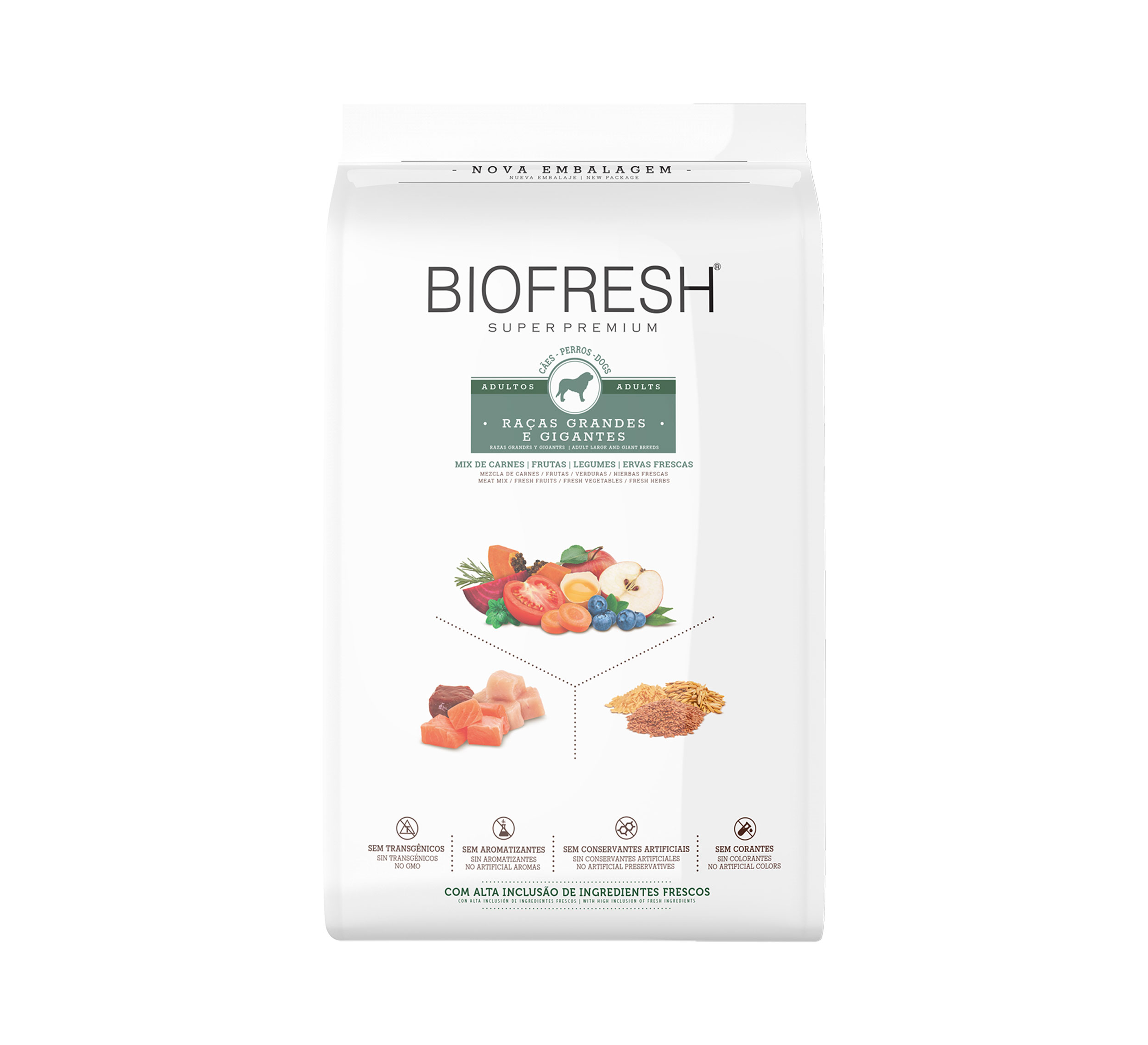 7908320400162_BIOFRESH_SP_ADULTO_GD_E_GIG_101KG_FRENTE Perro Adulto Esterilizado Razas Grandes y Gigantes - Mezcla de Carnes, Frutas y Vegetales - Image 1